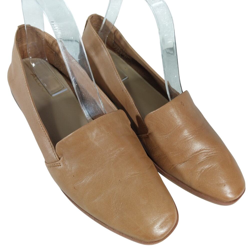 ALDO! PECAN BROWN GENUINE LEATHER NIPPED TOE, FLEX SOLE, PADDED FLATS! SZ 8.5M